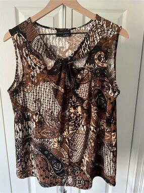 Attitudes by Renee Brown Paisley Sleeveless Tie-Neck Top
